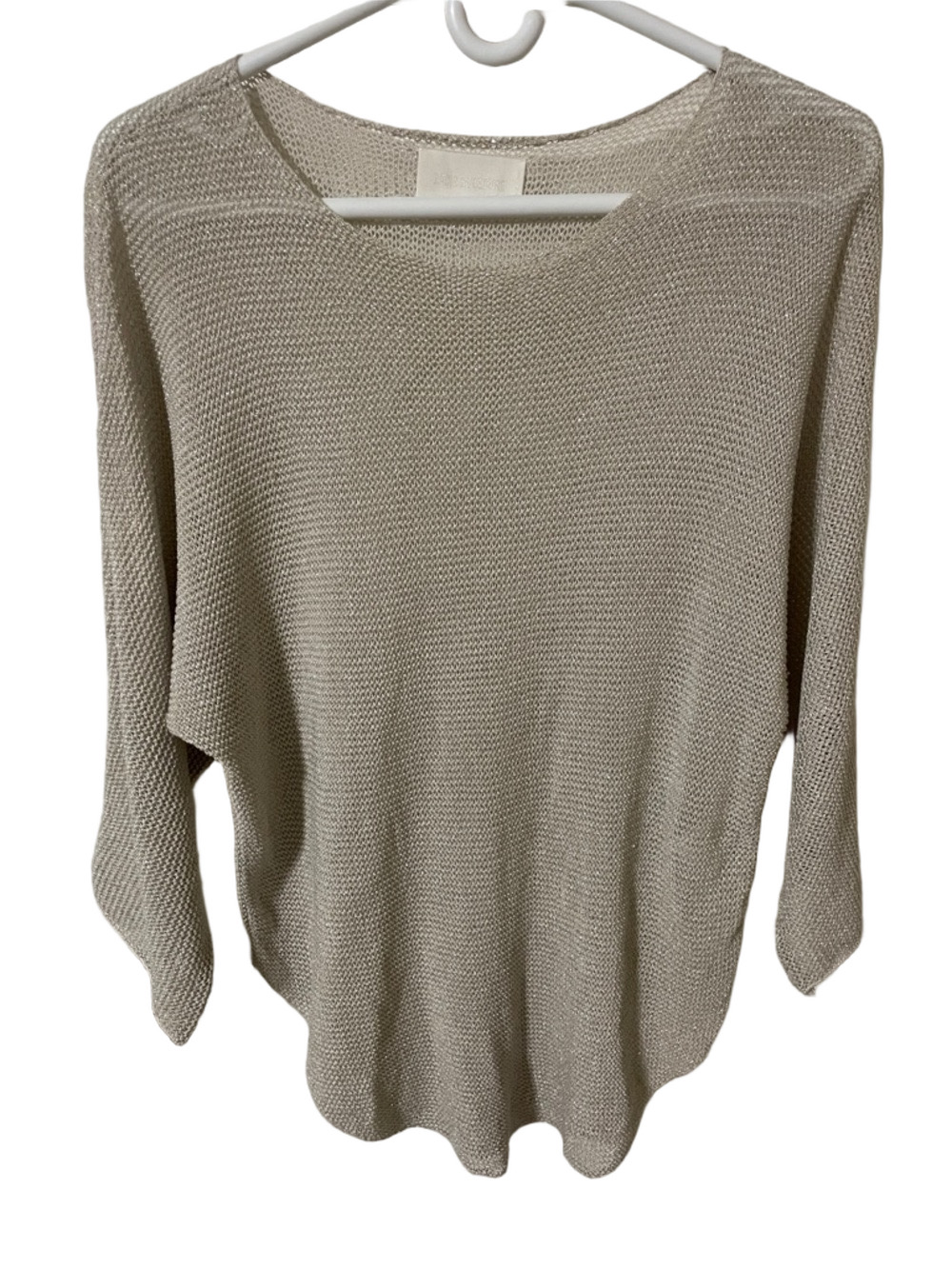 Zadig & Voltaire Cream Shimmer Knit Scoop Neck Sweater Size Small